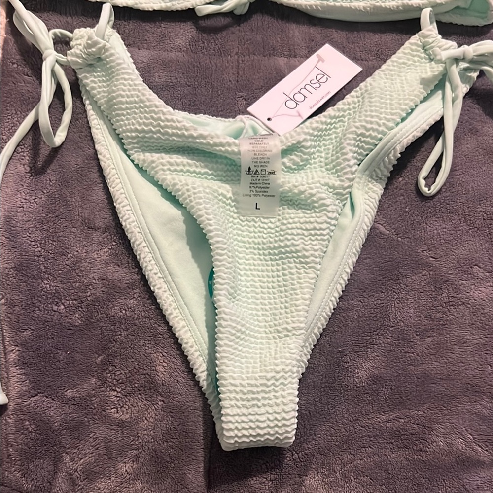 Women’s Mint Green Bikini Set top Medium Bottom Large - Picture 2 of 11